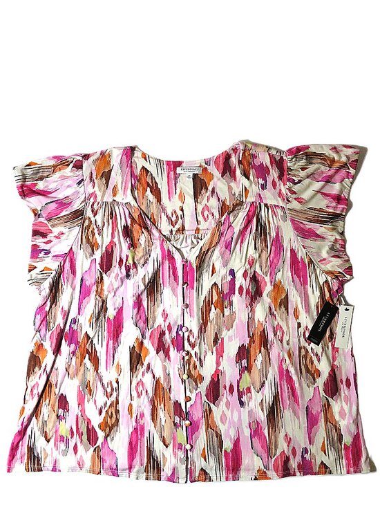 Liverpool Tops - NWT Liverpool Los Angeles Pink Abstract Watercolor Blouse Plus Size 3X